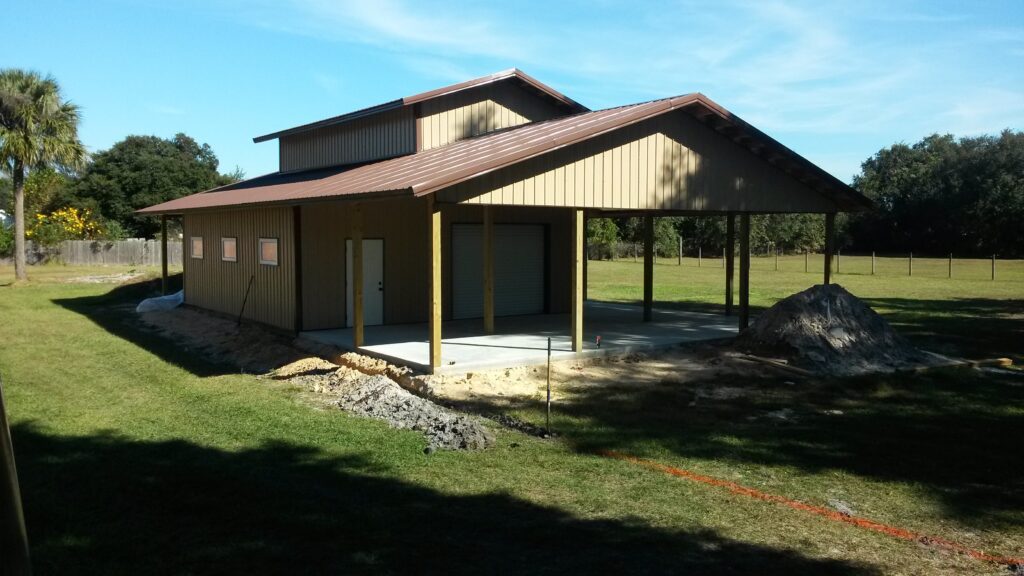 Custom pole barn home barndominium built by Buildings By Bill in Florida